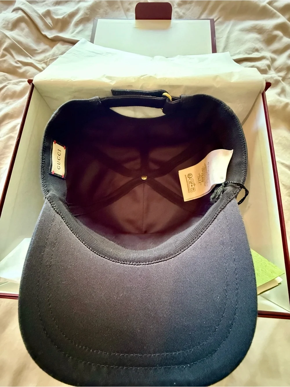 Gucci Dark Blue Embossed Logo Baseball Cap
